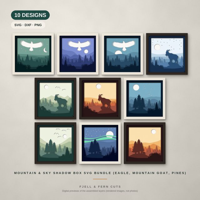 Mountain Bundle layered papercut shadow box