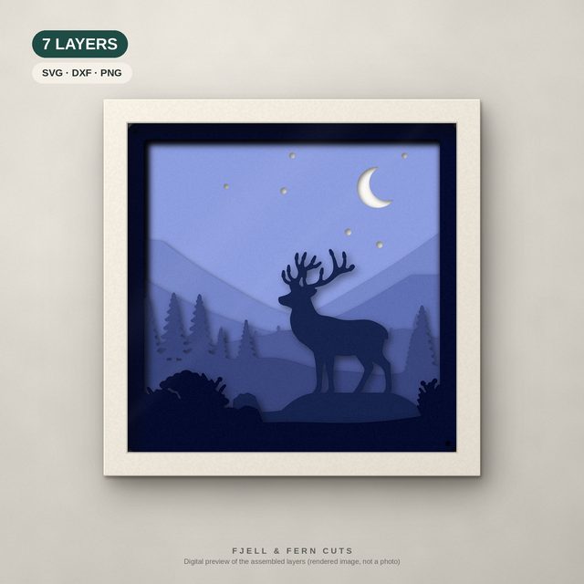 Stag layered papercut shadow box